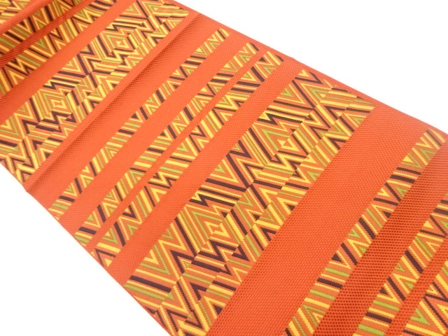 JAPANESE NAGOYA OBI / CHIKUZEN HAKATA / WOVEN GEOMETRIC